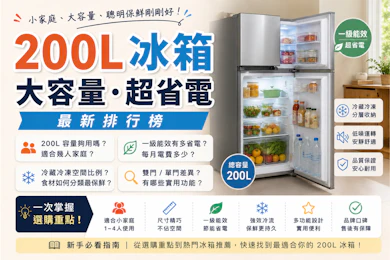 專家監製10 大200L冰箱推薦排行榜【2026最新】