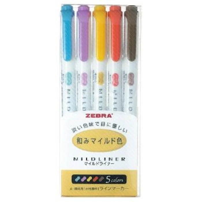 ZEBRA斑馬 MILDLINER雙頭柔性螢光筆 和風系/5色組 Translation missing: zh-TW.activerecord.decorators.item_part_image/alt