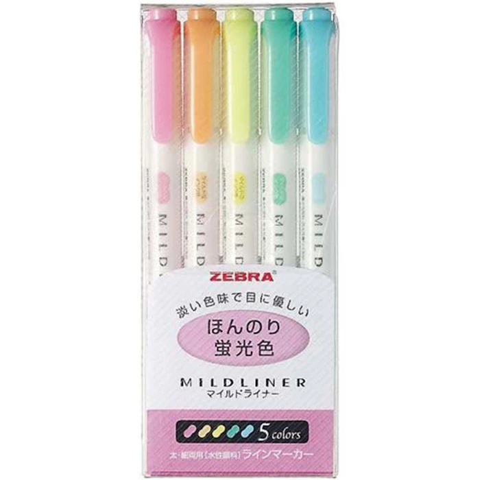 ZEBRA MILDLINER柔色螢光筆 5色組 Translation missing: zh-TW.activerecord.decorators.item_part_image/alt