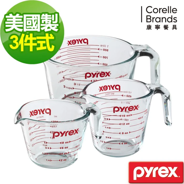 Pyrex康寧 耐熱玻璃單耳量杯3入組 Translation missing: zh-TW.activerecord.decorators.item_part_image/alt
