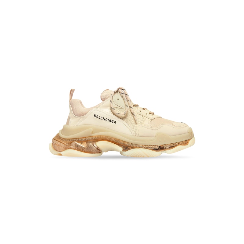 WOMEN'S TRIPLE S CLEAR SOLE SNEAKER IN BEIGE 1