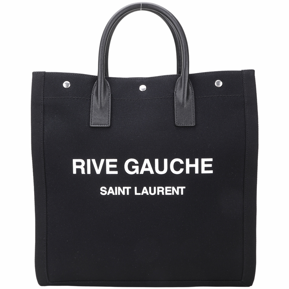 Rive Gauche 印花帆布拼皮直立式手提托特包 1