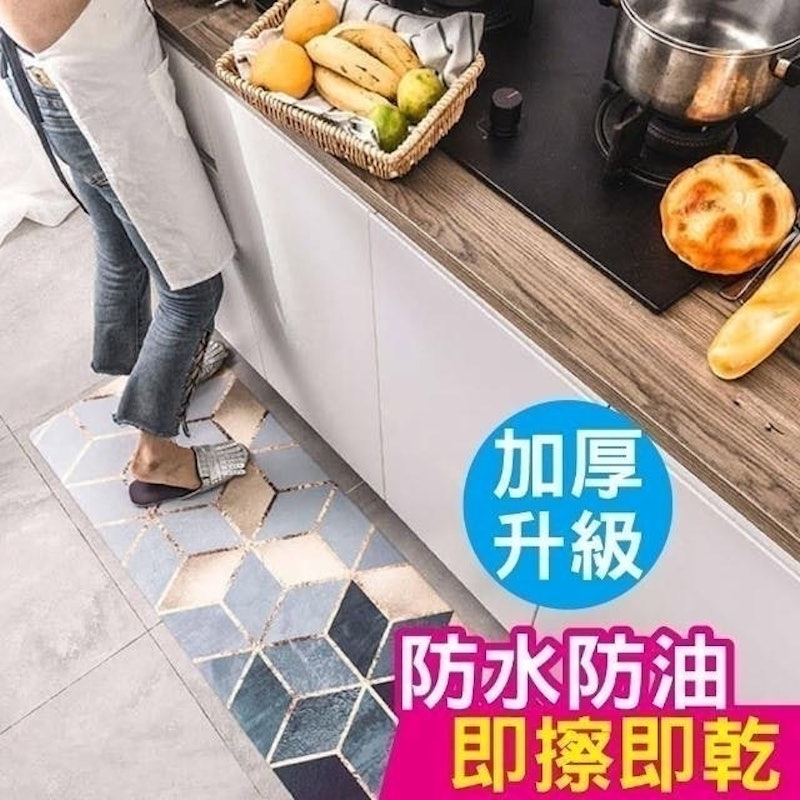 廚房防水防油皮革止滑地墊 大小2件組 1