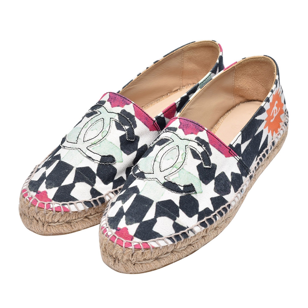 Espadrilles 彩色帆布草編鉛筆鞋 1