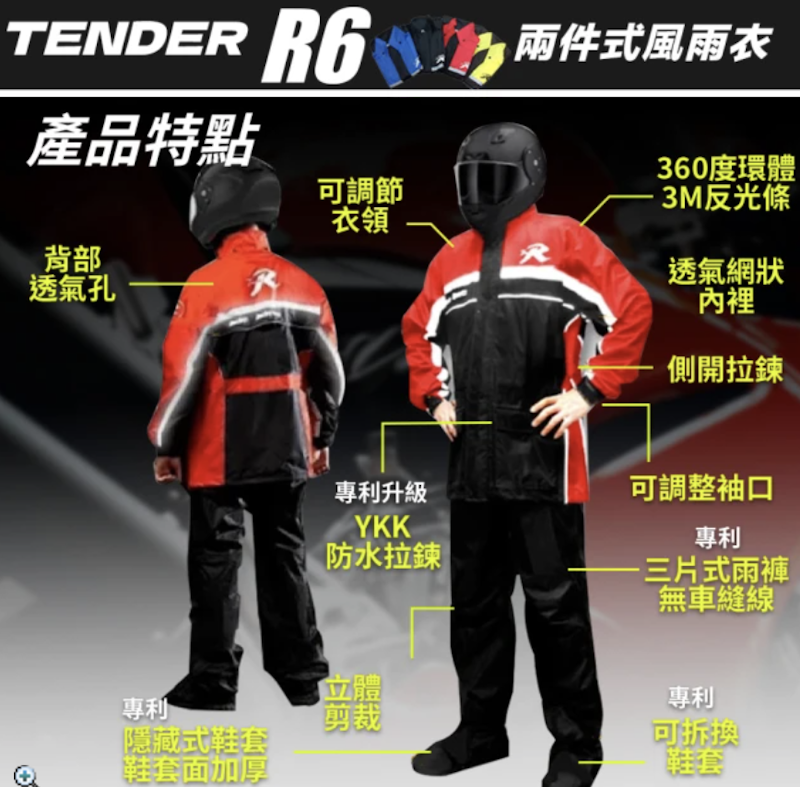 R6 側開式背包版兩件式風雨衣 2