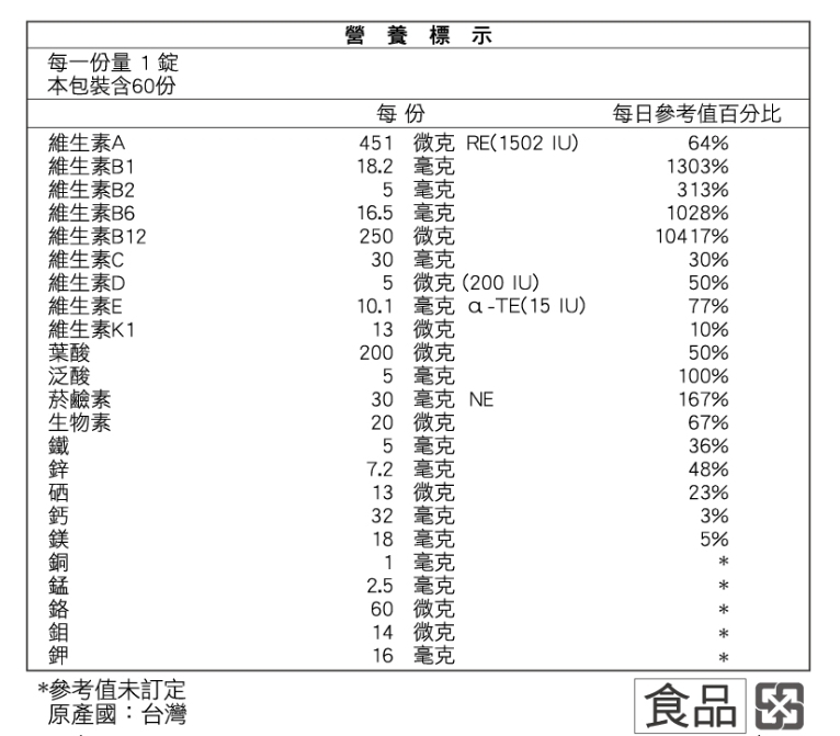 蔬果綜合維他命緩釋錠 3