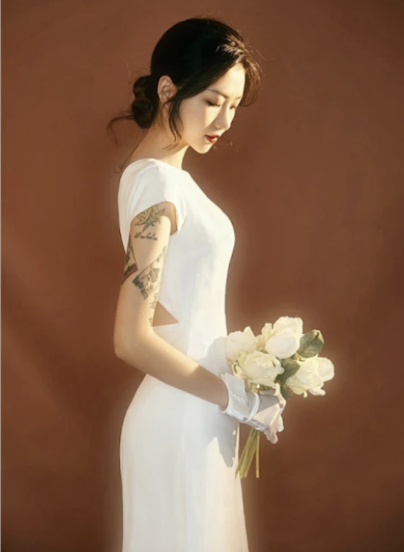 新娘結婚戶外拍照登記領證露背禮服 1