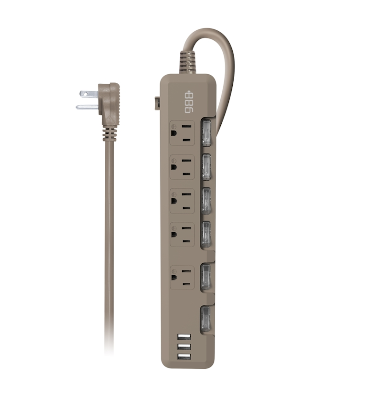 6開5插3 USB 過載保護延長線 1