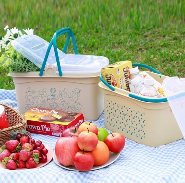 野餐趣手提式大+小收納籃 1