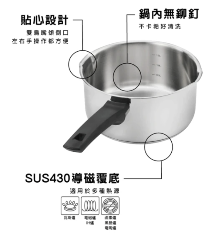 捷利不鏽鋼單柄附瀝水蓋深煎鍋 2