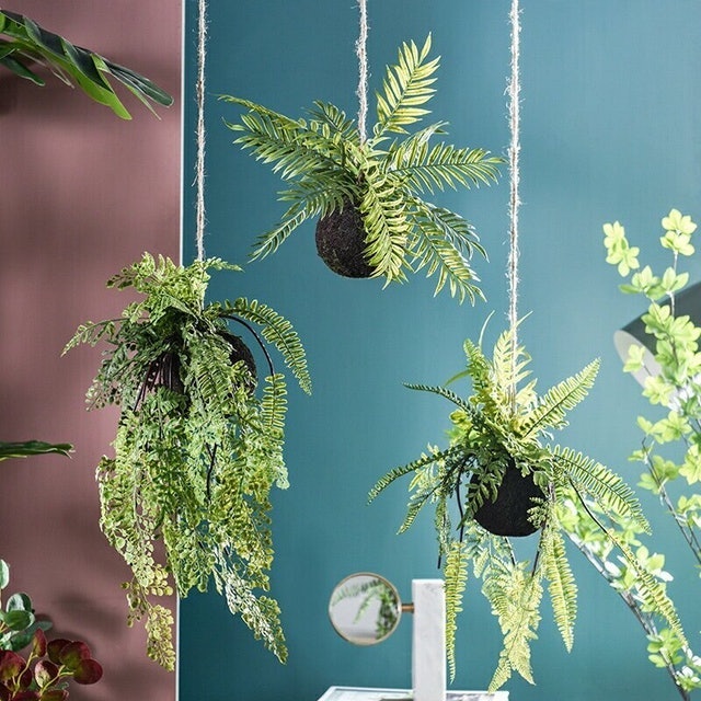 北歐風仿真蕨類植物空中吊球 1