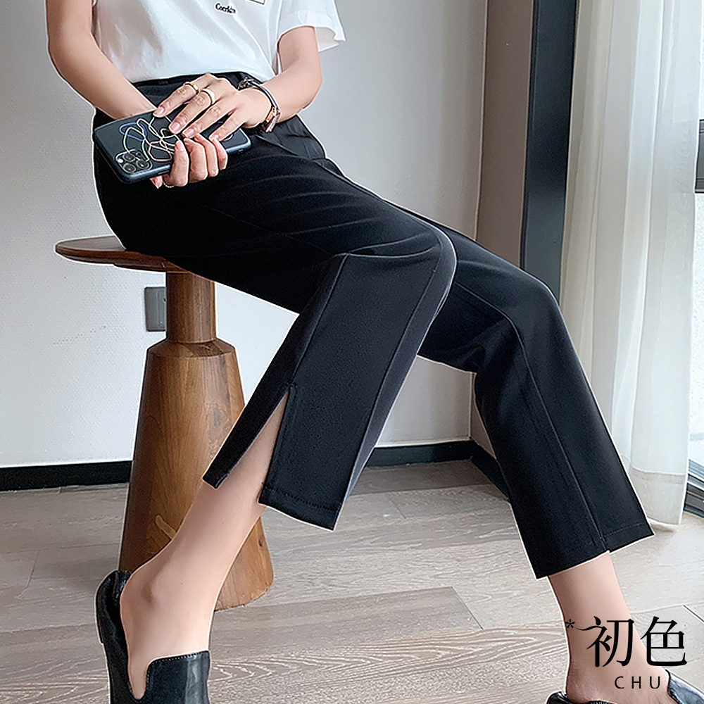 高腰開岔寬西裝褲 2