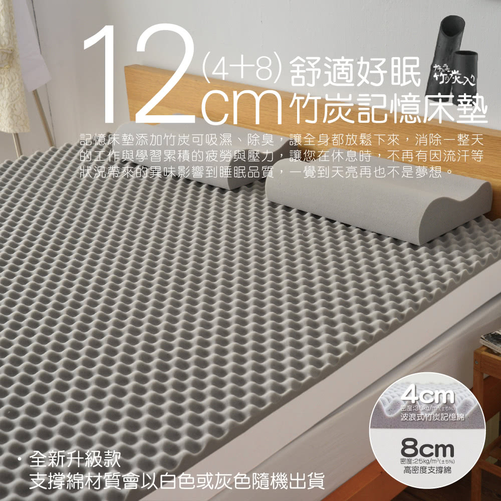 舒壓波浪竹炭好眠記憶床墊 2