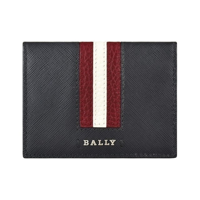 BALLY SALDER銀字LOGO牛皮飾紅白條紋6卡對折名片夾 1