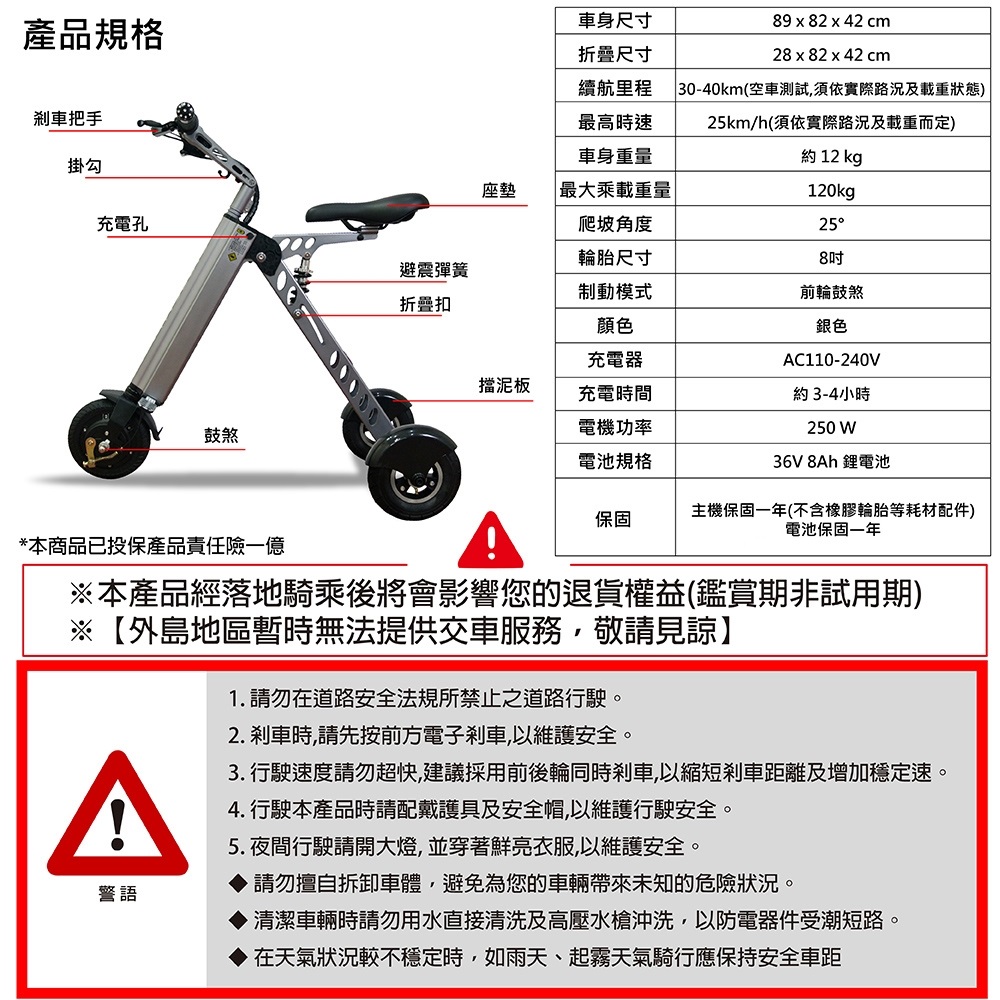 K型智能三輪折疊電動滑板車 3