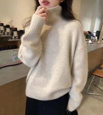 韓版簡約高領寬鬆毛衣 1