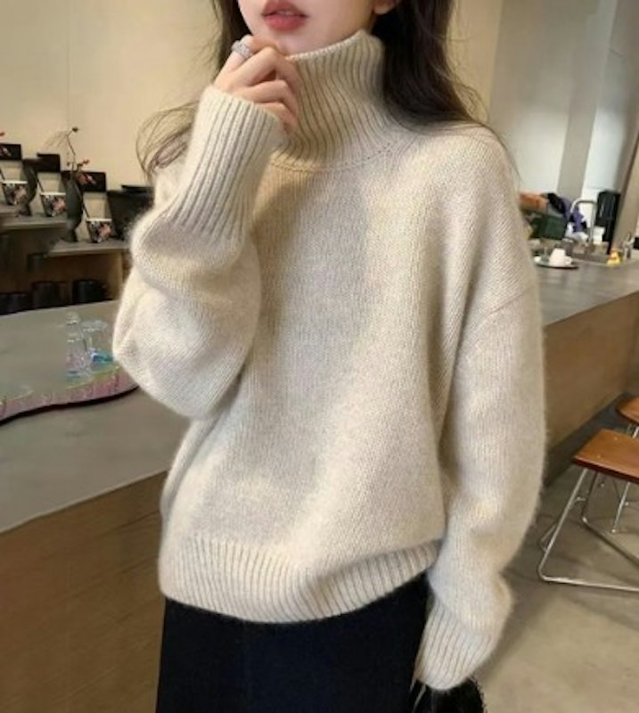 韓版簡約高領寬鬆毛衣 1