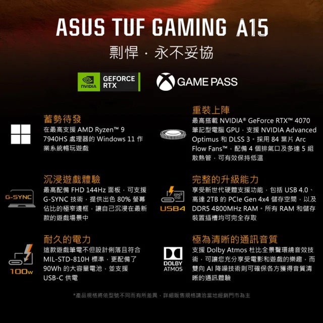 TUF Gaming A15 電競筆電 3