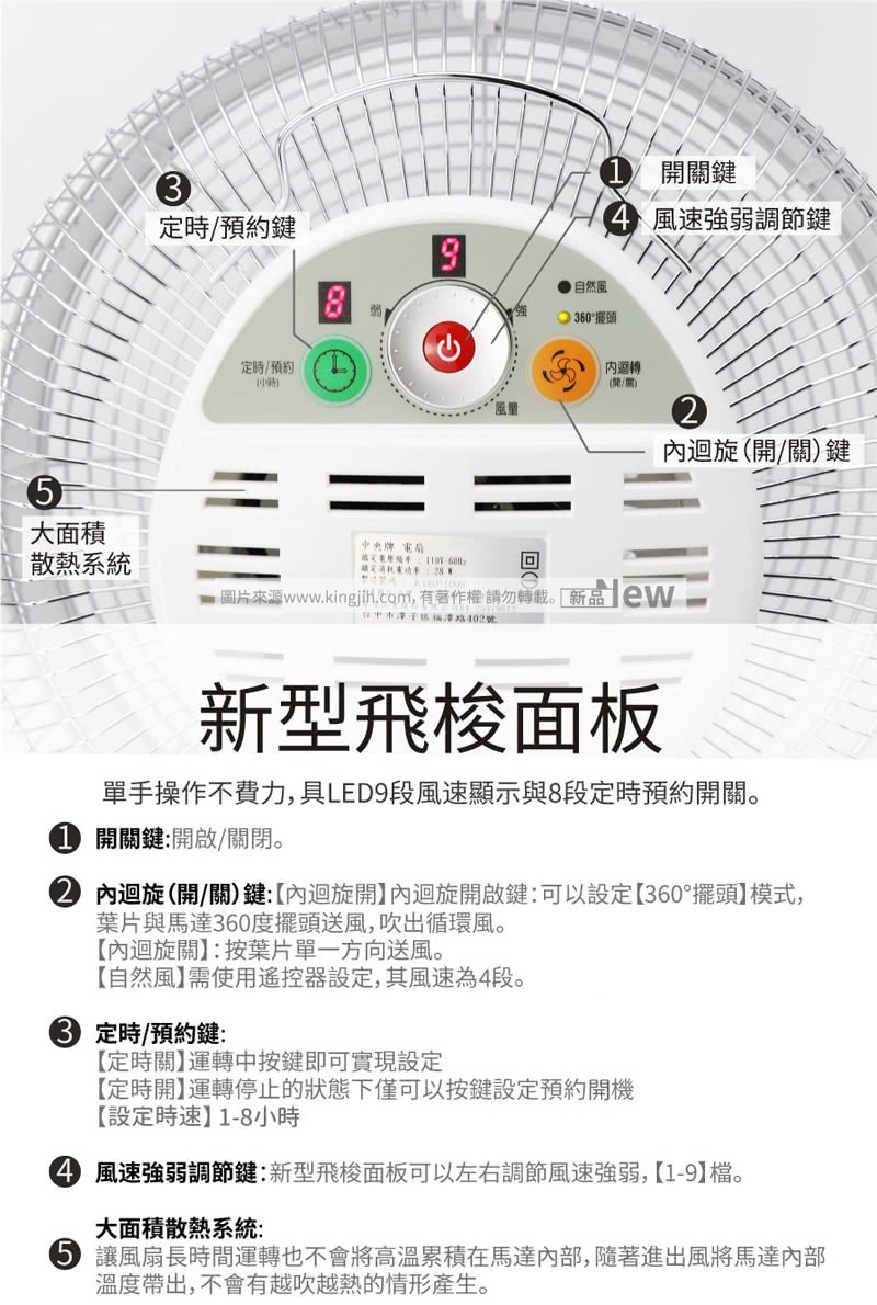 DC節能內旋式遙控循環立扇 2