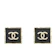 CHANEL CC LOGO 金屬方框皮革穿式耳環 1