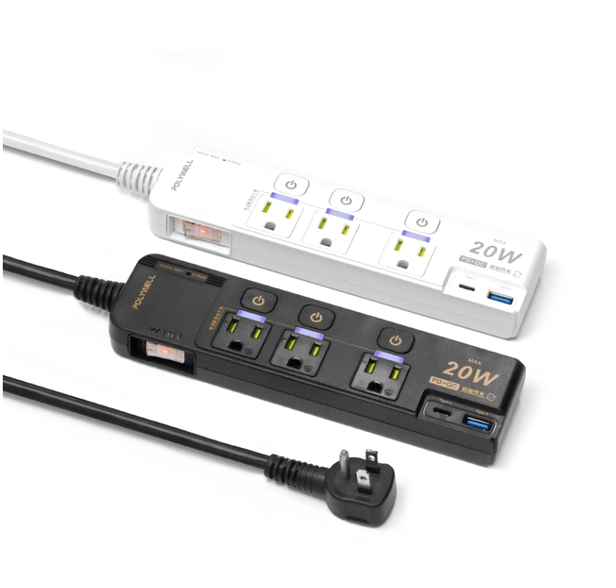 20W 4切3座快充電源延長線 1