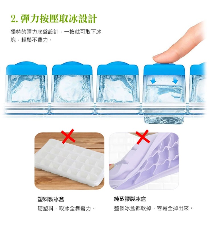 無縫膠圈按壓式製冰盒 3