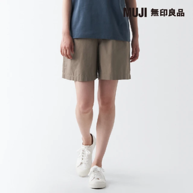 女有機棉水洗平織布短褲 3