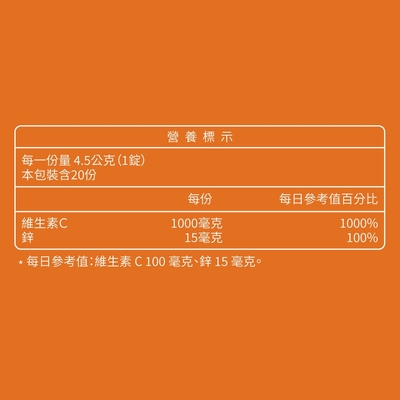 德國高劑量維生素C＋鋅發泡錠 2