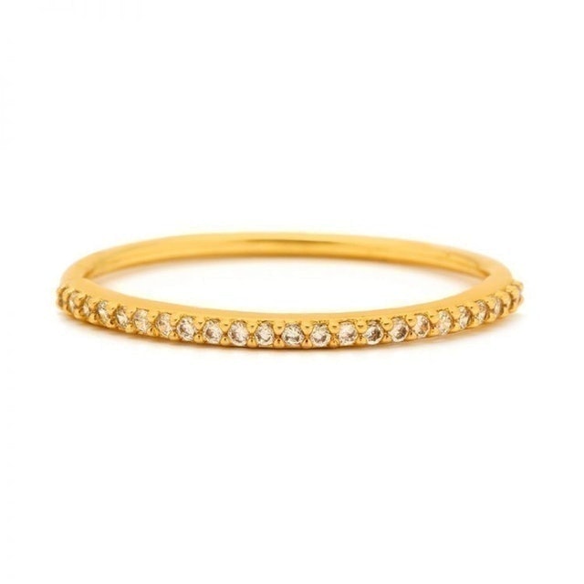 平衡骨 細緻白鑽 金色細版戒指 Shimmer Bar Ring 1
