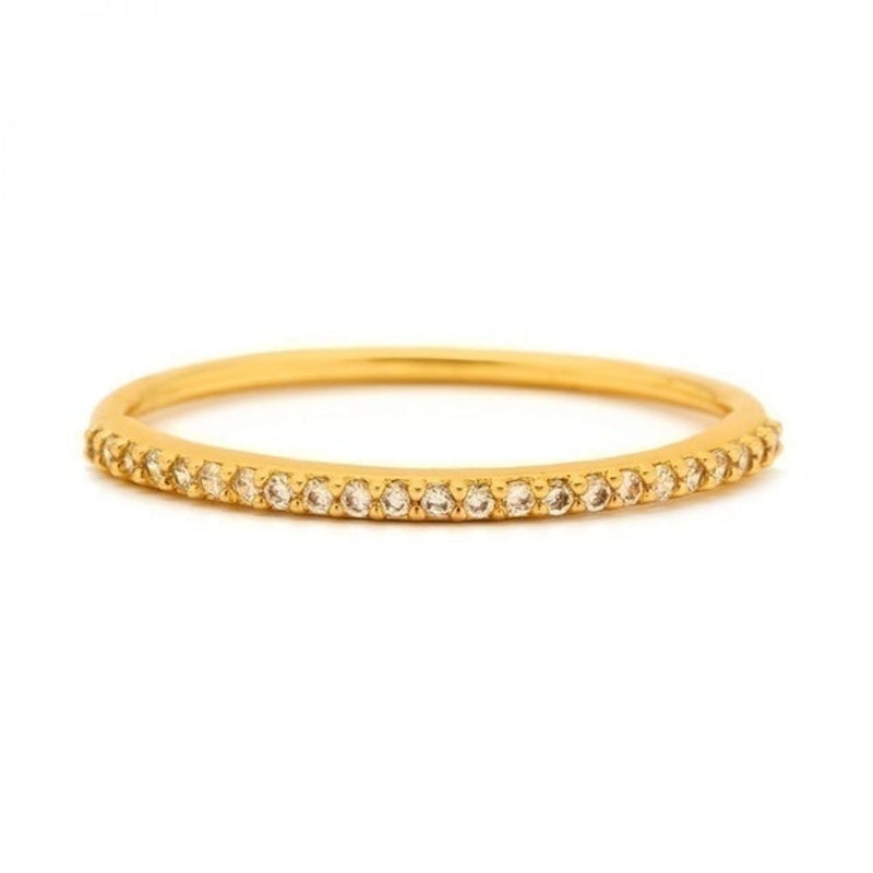 平衡骨 細緻白鑽 金色細版戒指 Shimmer Bar Ring 1