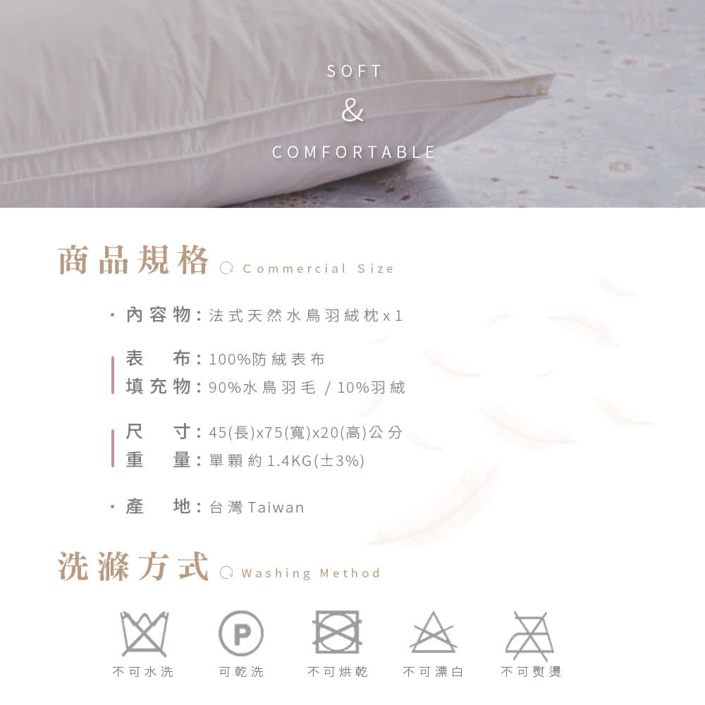 法國天然水鳥羽絨枕 3