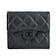 Chanel 經典雙C LOGO 金屬菱紋小羊皮翻蓋3折短夾 1