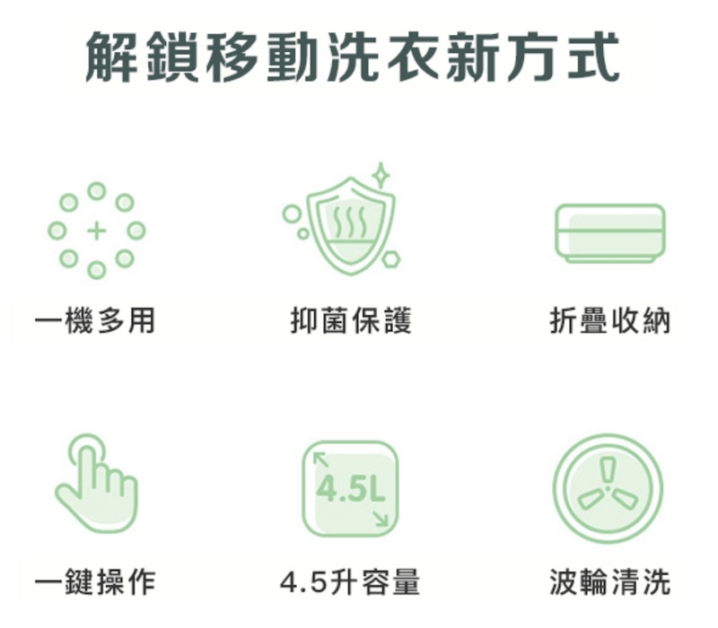 洗脫兩用藍光殺菌折疊洗衣機 3