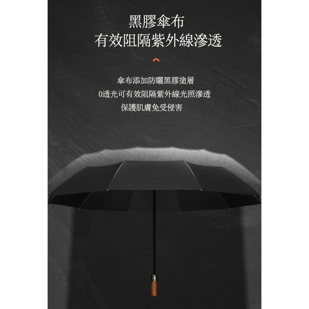 原木10骨黑膠防曬遮陽傘 4