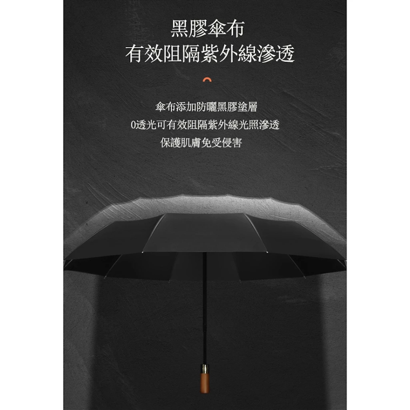 原木10骨黑膠防曬遮陽傘 4