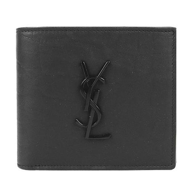Saint Laurent 經典LOGO鱷魚紋羊皮男士對開短夾 1
