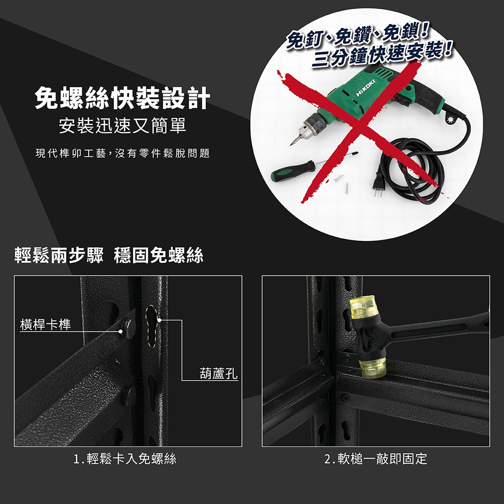 岩熔碳鋼5層附輪置物架 2