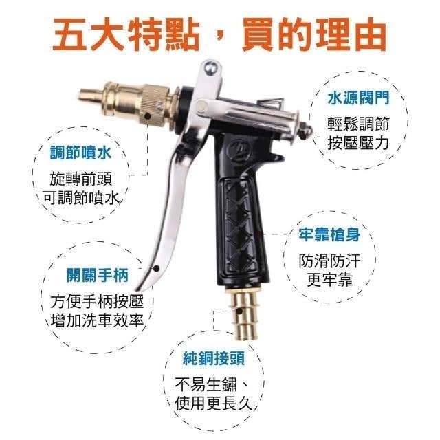 超高壓多段式洗車純銅噴水槍 1