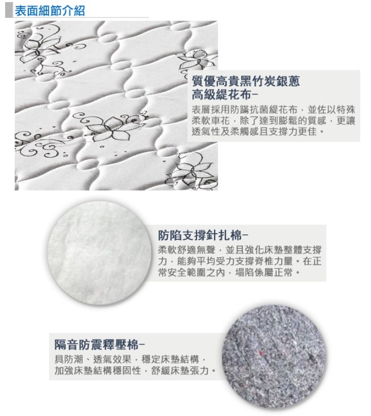 3線強打高級緹花布獨立筒床墊 2