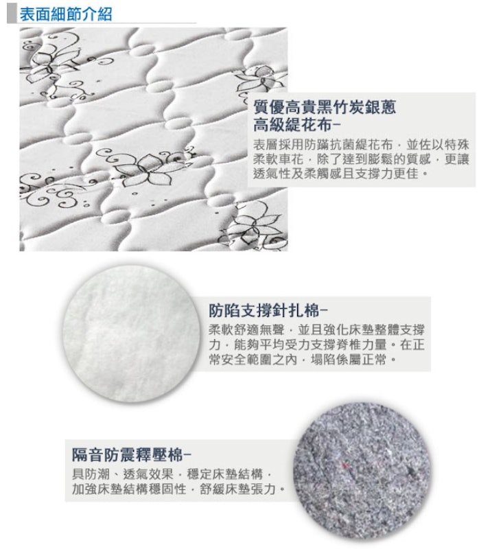 3線強打高級緹花布獨立筒床墊 2