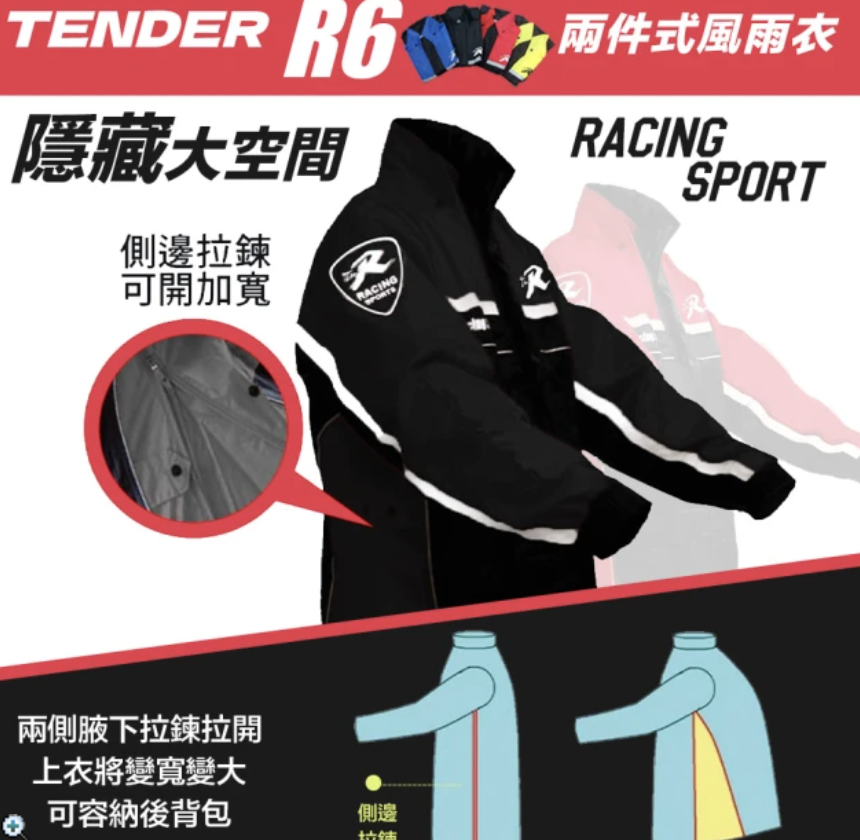 R6 側開式背包版兩件式風雨衣 3