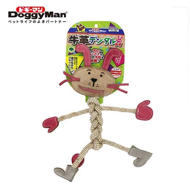 9. DoggyMan 犬用牛革潔牙繩結玩具 兔子 1