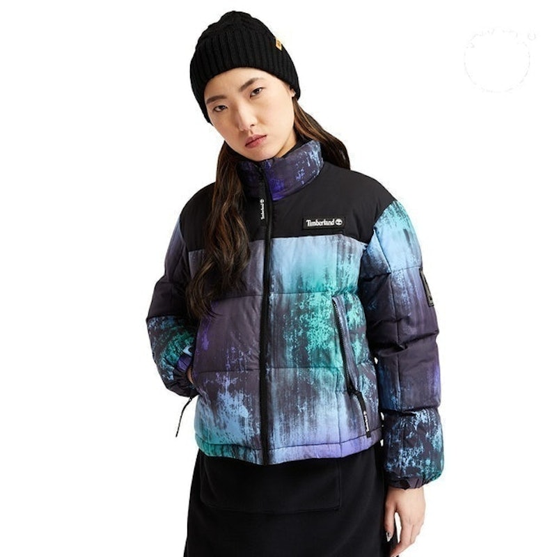 女款北極光印花保暖棉服立領外套 1