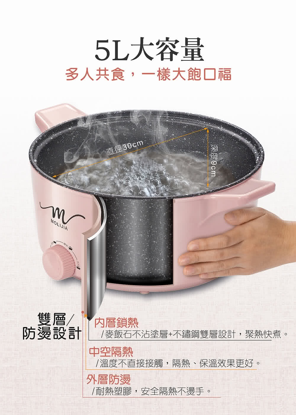 M21多功能美食料理不沾快煮電火鍋 2