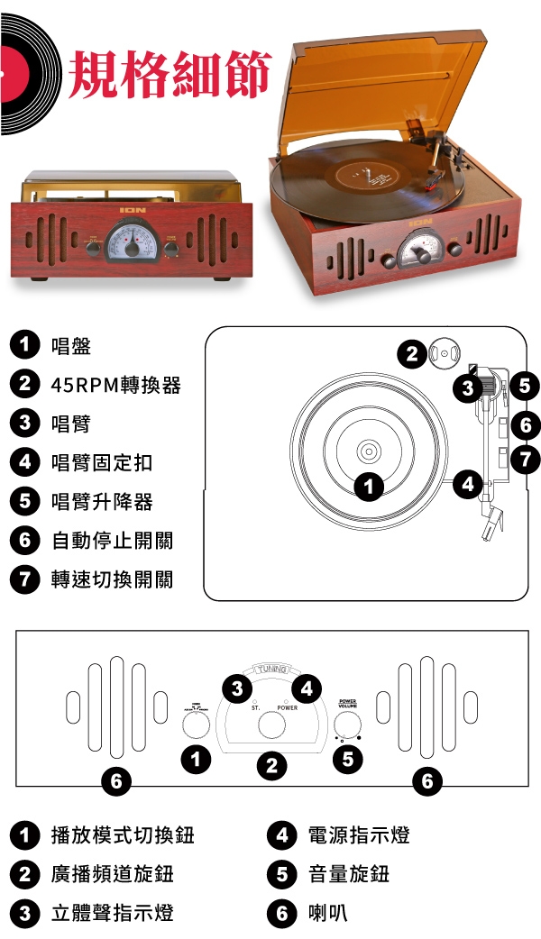 Trio LP neo 3合1復古箱式黑膠唱機 3