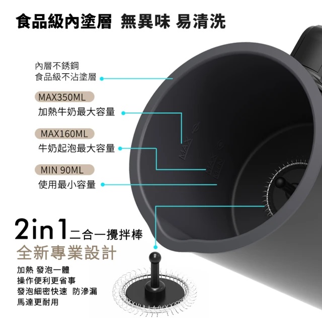 全自動磁吸電動冷熱奶泡機 2