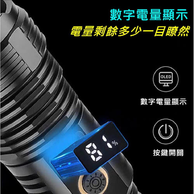 LED 超強亮 USB 充電手電筒 2