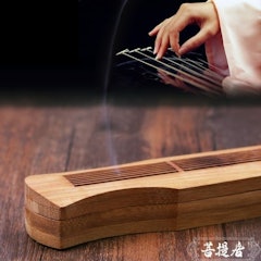 青竹手工雕刻古琴香盒