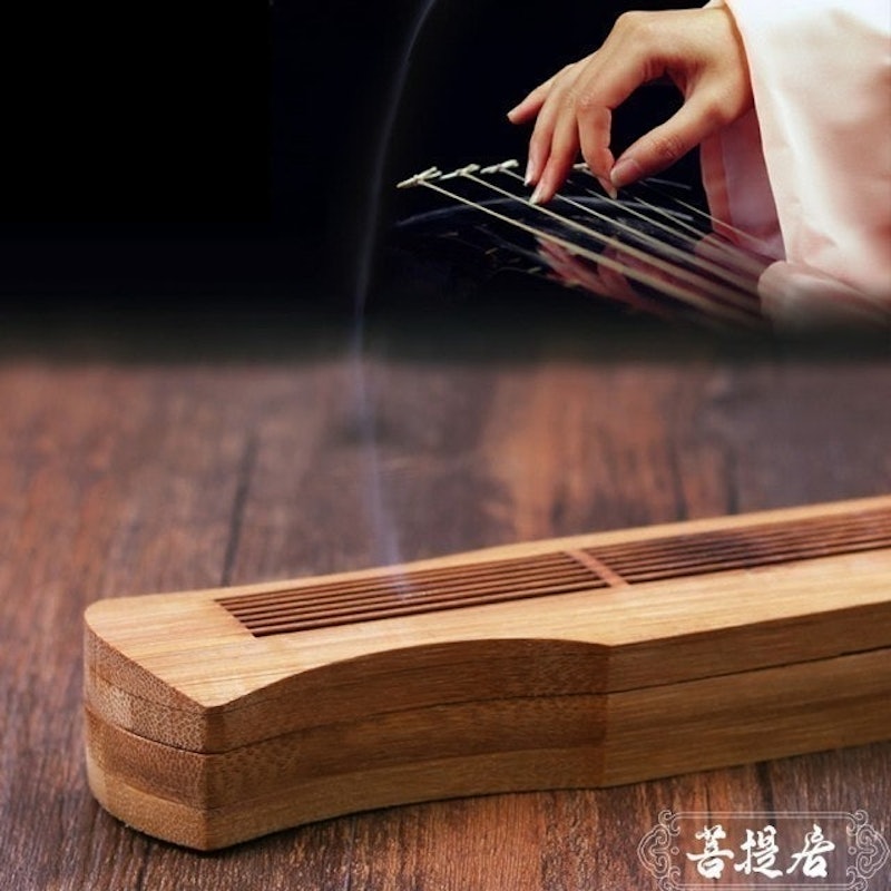 青竹手工雕刻古琴香盒 1