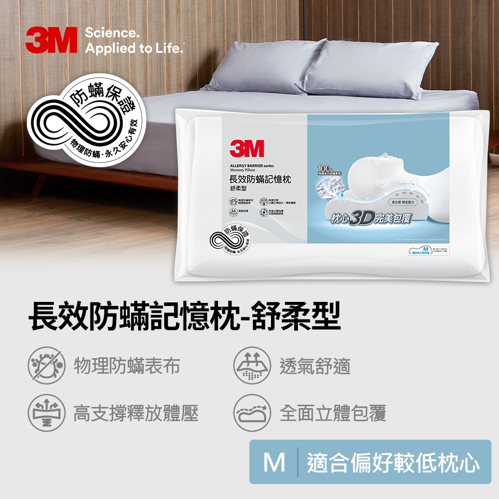 新絲舒眠防蟎記憶枕舒柔型 2